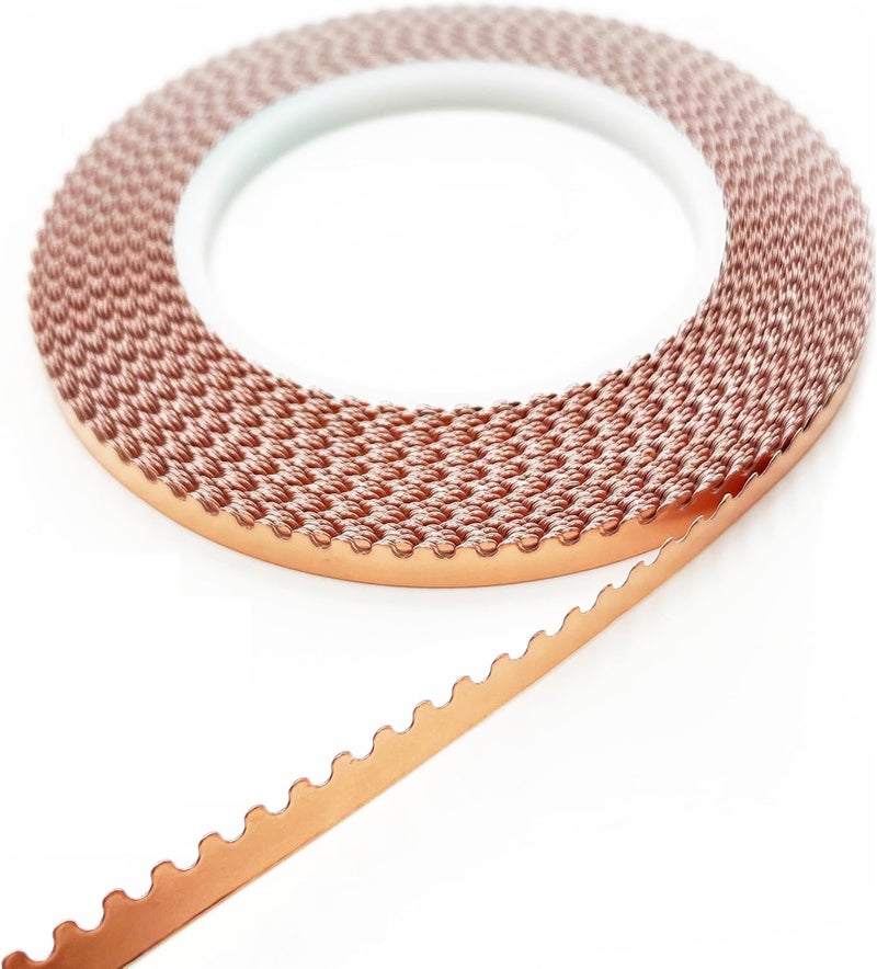 ARTIMUSES Black Backed 7/32 Inch Scalloped Copper Foil Tape for Stained Glass, DIY Handicrafts, Crafting - Image 1
